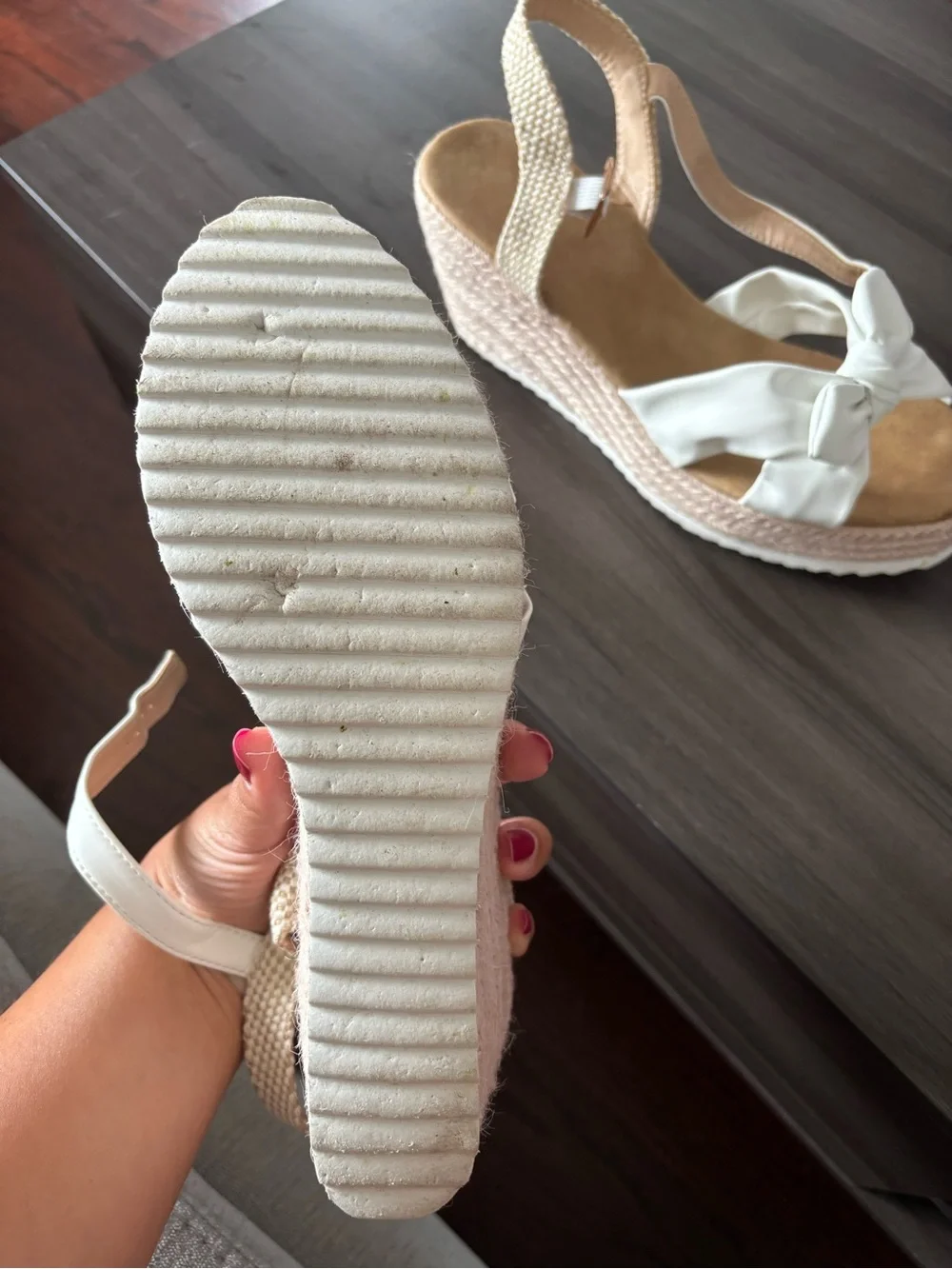 Womens White Bow Espadrille Wedge Sandals - Classic Summer Style